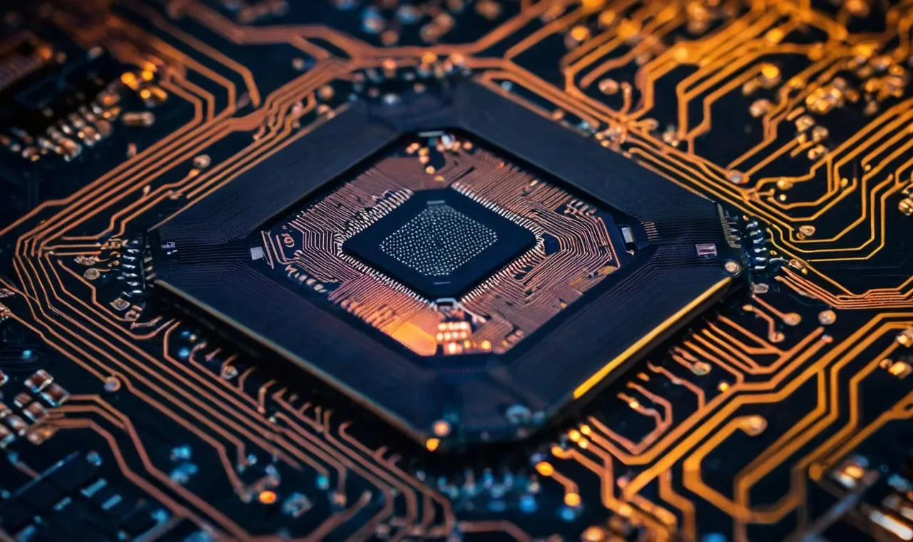 An AI microchip on a circuit board